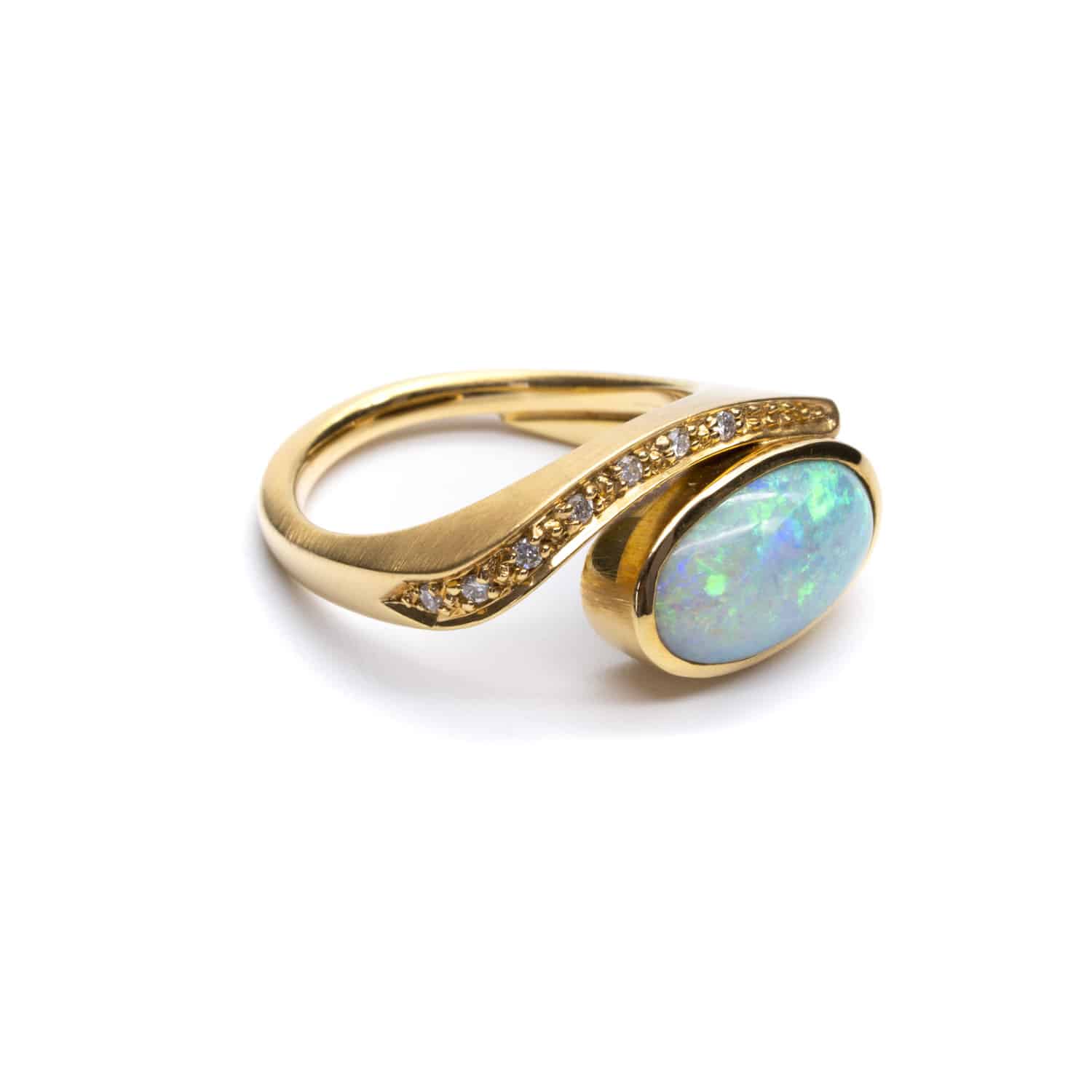 Opal Ring, Damen, 750er Gelbgold