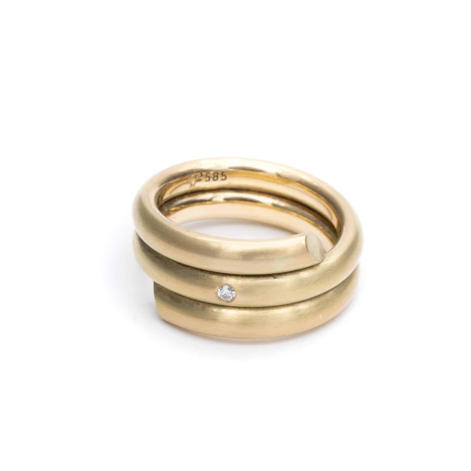 Brillant Ring, Damen, 585er Gelbgold, Handarbeit