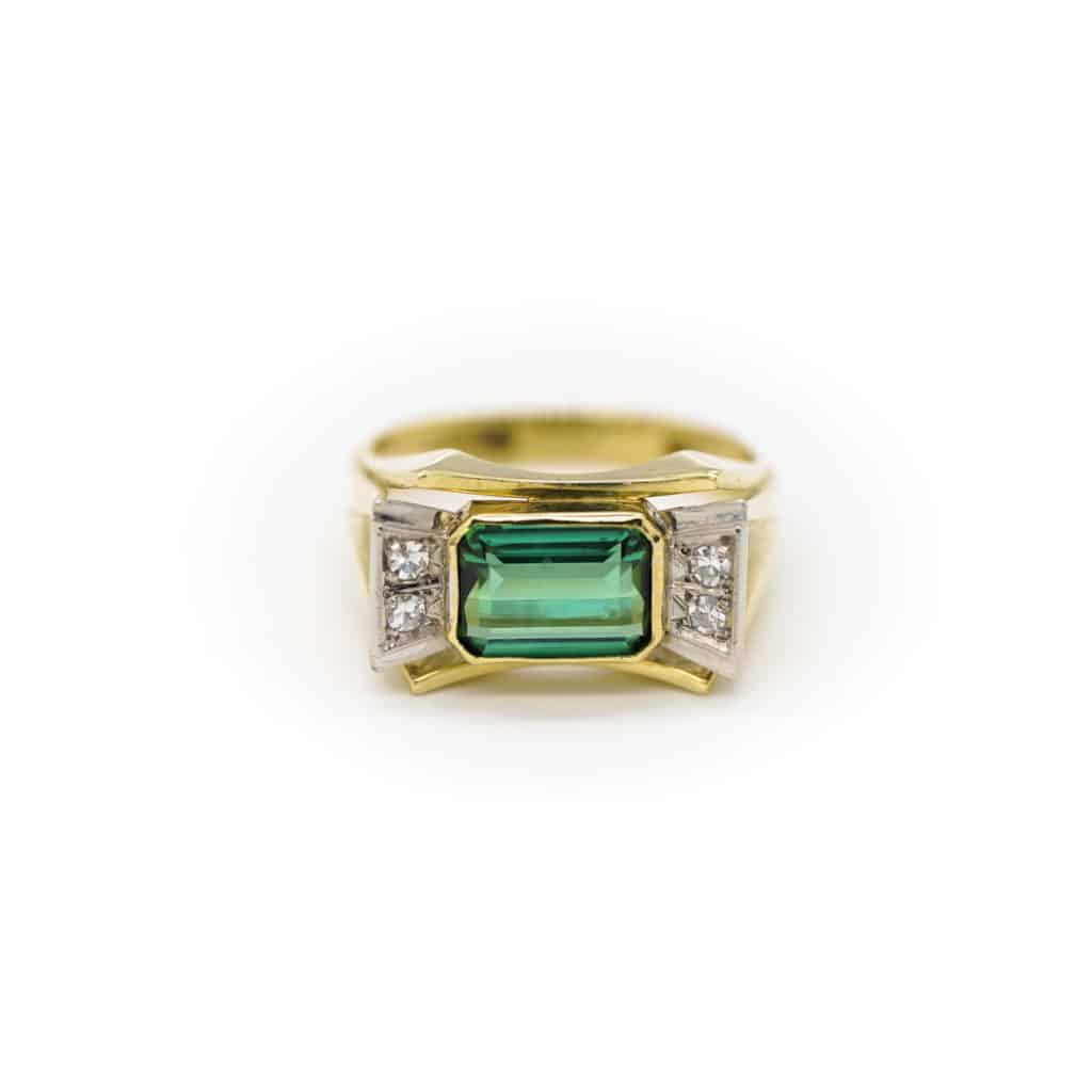 Art Déco Ring mit Smaragd und Brillanten